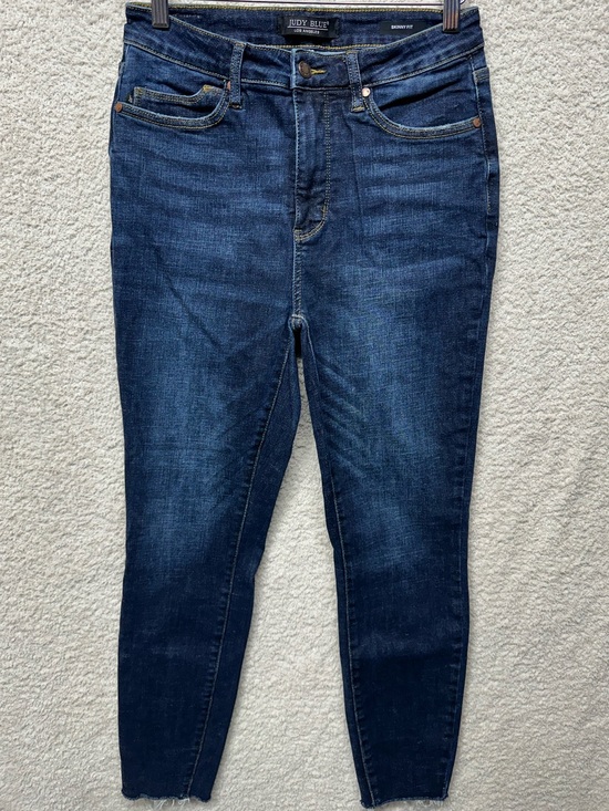 Judy Blue Denim - Judy Blue Skinny Fit Jeans Women’s Size 9/29 Dark Wash Stretch Raw Hem Denim